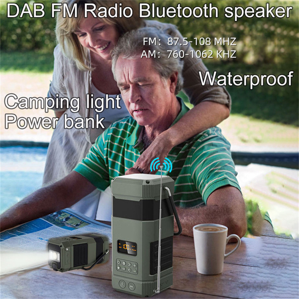 Oem Outdoor Waterproof Hand Crank Sos Dynamo Radio Solar Lamp Rechargeable Led Outdoor Multifunction Camping Lantern Solar