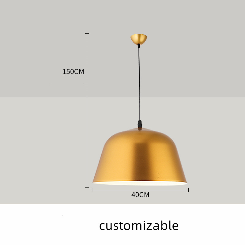 Nordic Restaurant Golden Chandelier Simple Restaurant Modern Ceiling Frame Metal Pendant Lamp Shade