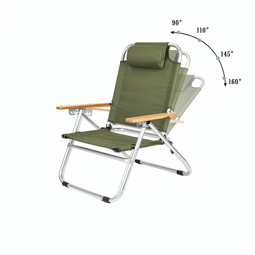 Oem Customized Outdoor Wooden Handrail High Seat Portable Collapsible Beach Seat Lawn Camping Travel Folding Chair