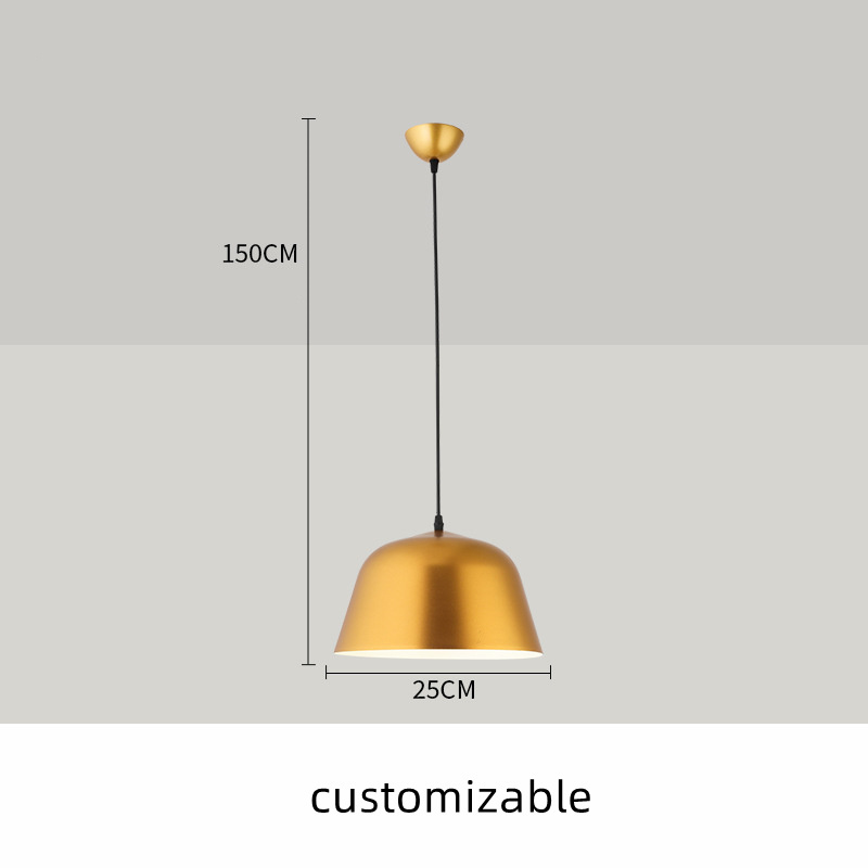 Nordic Restaurant Golden Chandelier Simple Restaurant Modern Ceiling Frame Metal Pendant Lamp Shade