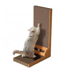 Hyra L Shape Cat Scratcher Protecting Furniture Cat Scratch Pad Cardboard Cat Scratching with Ball Toy