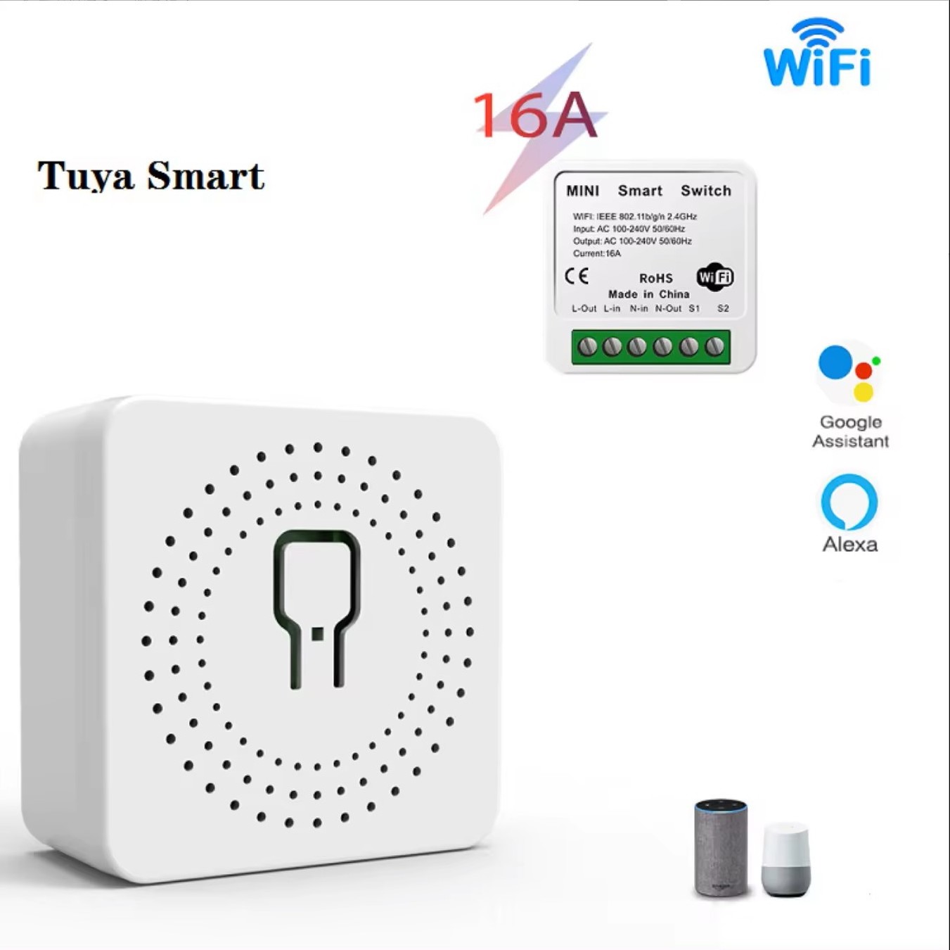 mini tuya wifi smart switch 16A/10A diy light switches 2 Way control wireless switch wifi smart breaker