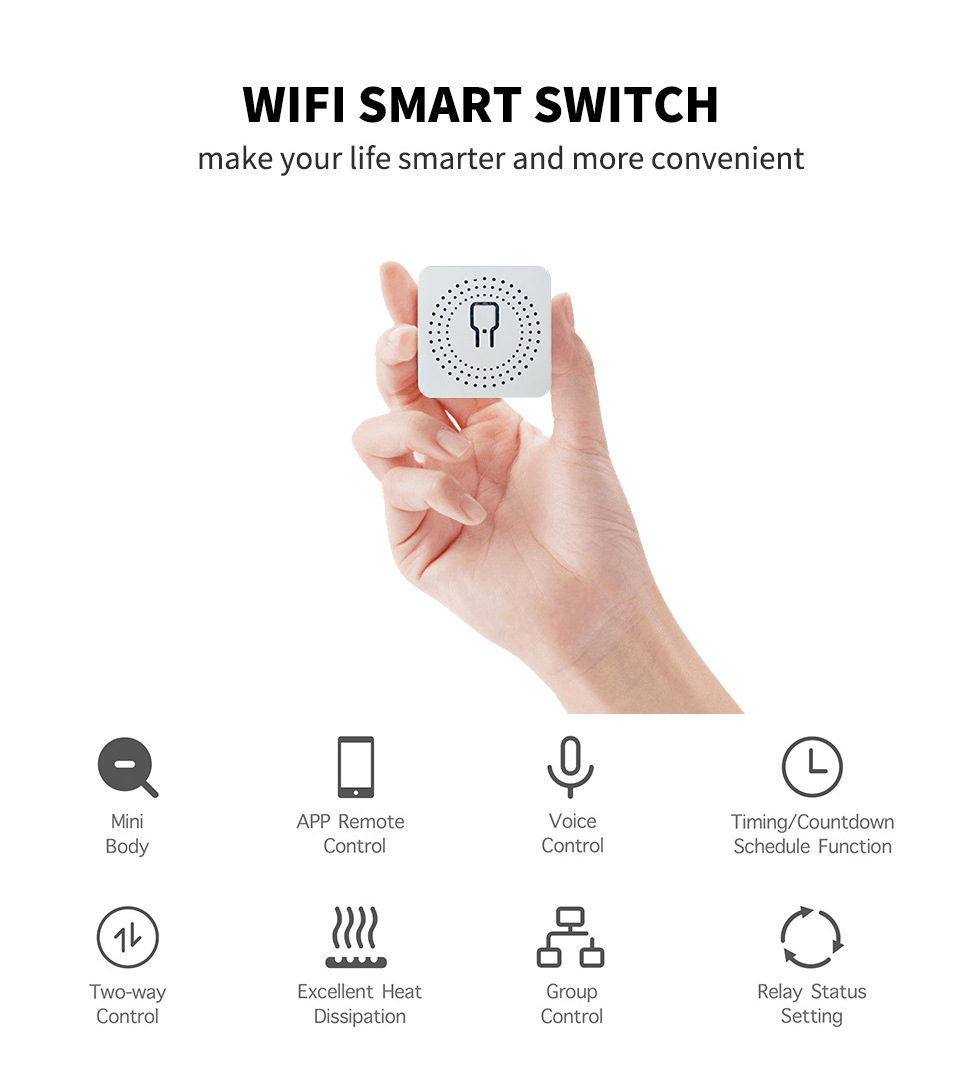 mini tuya wifi smart switch 16A/10A diy light switches 2 Way control wireless switch wifi smart breaker