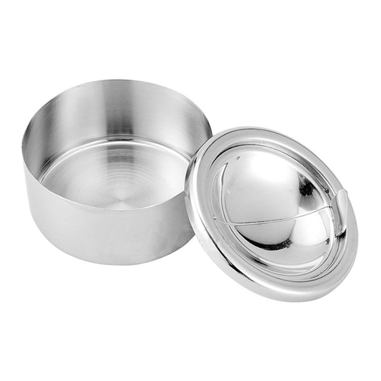 Hyri Windproof Round Push Down Ashtray with Lid Light Weight Hinged for Smokers Home Bar Silver Stainless Steel Ashtray