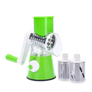 HYRI 2024 Hot Sale Hand-Cranked Vegetable Cutter With 3 Drum Blades Abs Stainless Steel Grater Drum Chopper