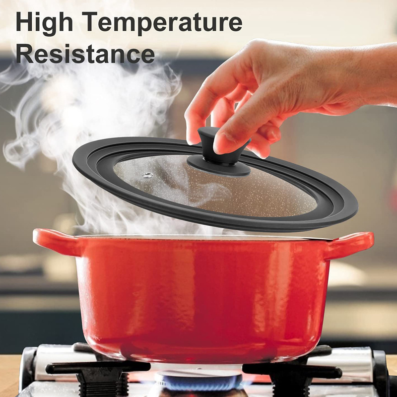 Universal Silicone Glass Lid for pots Pans & Skillet 7 to 9 Inches, tempered Glass Lid with Steam Vents & Cool-Touch Handle