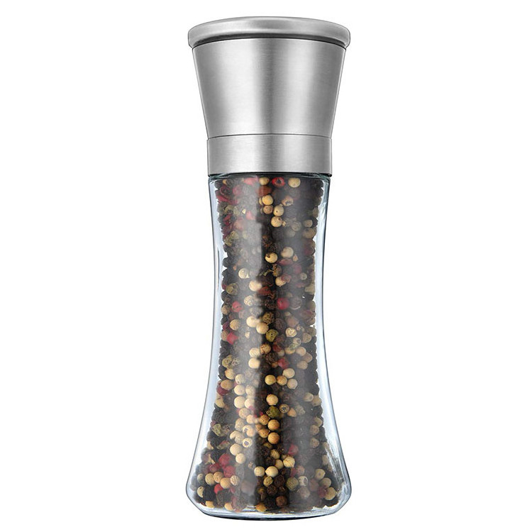 Hyri Refillable Stainless Steel Glass Salt Spice Shakers Ceramic Ajustable Coarse Mills Salt And Pepper Grinder