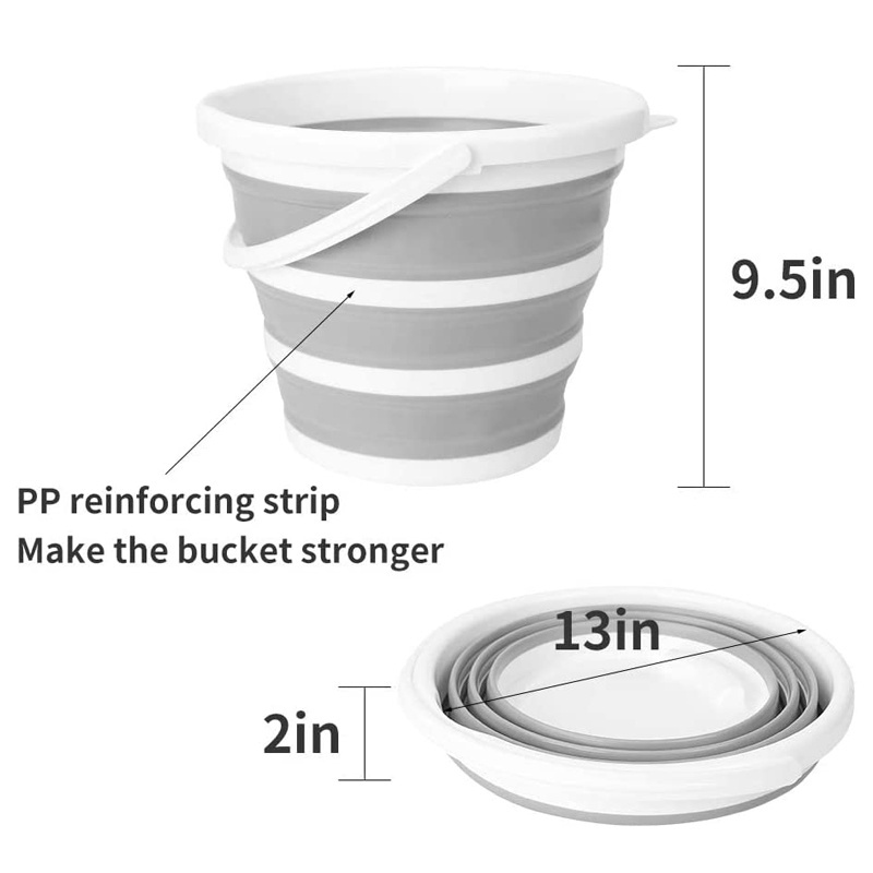 Beach Bucket 13 Inch Cleaning Fishing Camping Beach Car Washing Outdoor Simple Carry Plastic Collapsible Ice Bucket