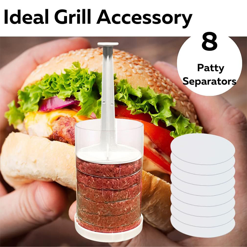 HYRI Popular Manual Hamburger Patty Press Kitchen DIY Plastic Round Meat Patty Press Maker