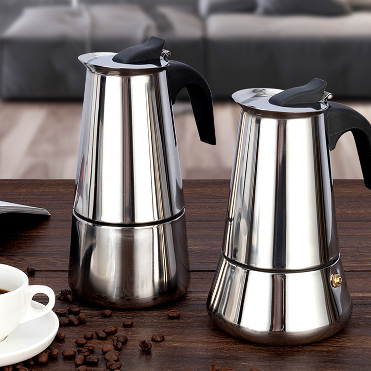 Hyri Hot Custom Espresso Maker Stainless Steel Espresso Pots Stove Top 6 Cup Italian Coffee Maker Percolator Moka Pot