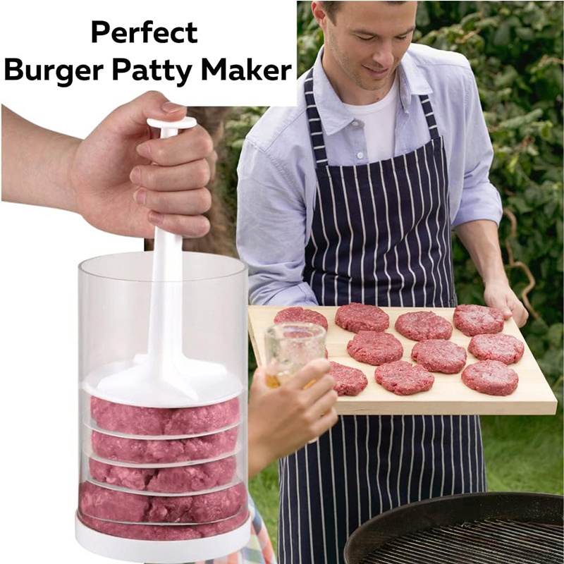 HYRI Popular Manual Hamburger Patty Press Kitchen DIY Plastic Round Meat Patty Press Maker