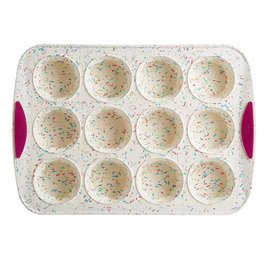 Very Hot-Selling Flat Bottom Silicone Muffin Tray 12 Cup Edible Grade Round Non-Stick Baking Cake Mold Baking Cupcake Pan