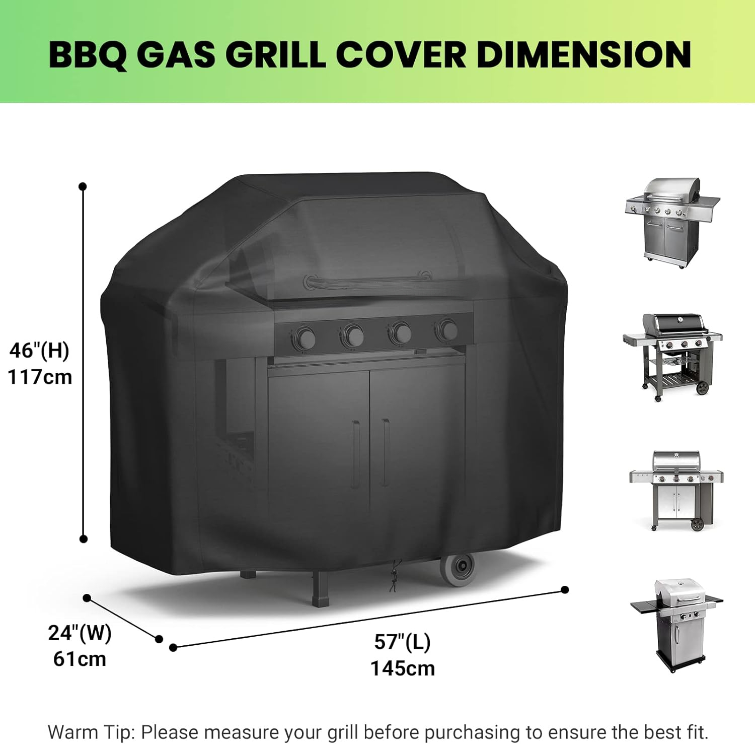 Factory Outdoor Garden BBQ Barbecue Grill Cover UV Protection Waterproof Dust-proof Windproof 8000 PA 210/420D Oxford Black