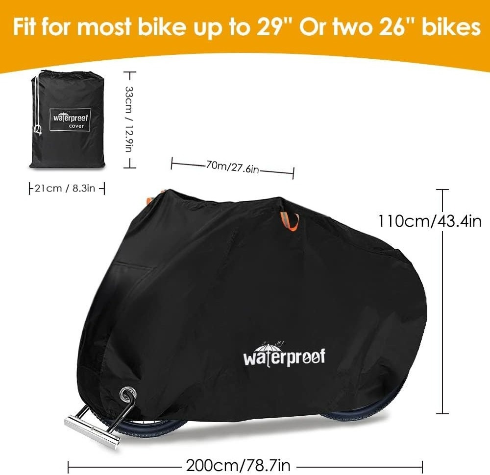 Custom waterproof 210T Durable  Outdoor Sun Rain UV Protection bike cover ebike bicycle covers for 1 or 2 bikes cycling