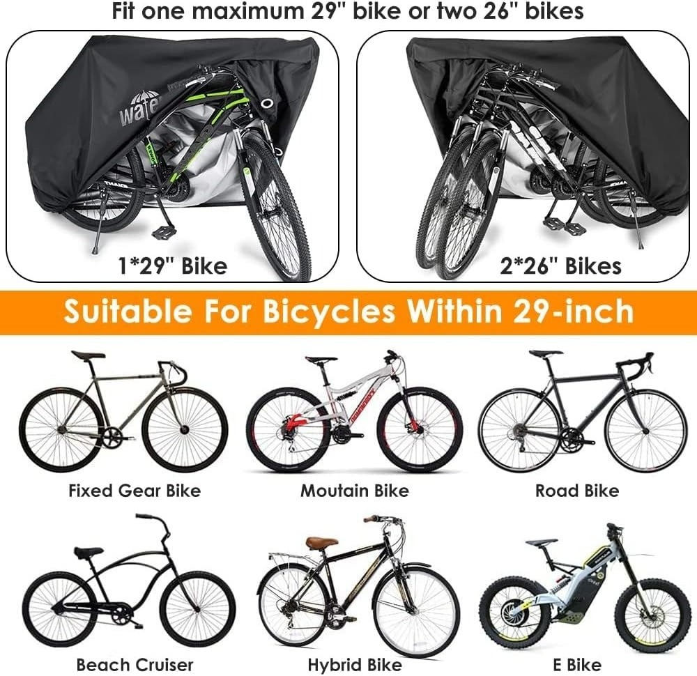 Custom waterproof 210T Durable  Outdoor Sun Rain UV Protection bike cover ebike bicycle covers for 1 or 2 bikes cycling