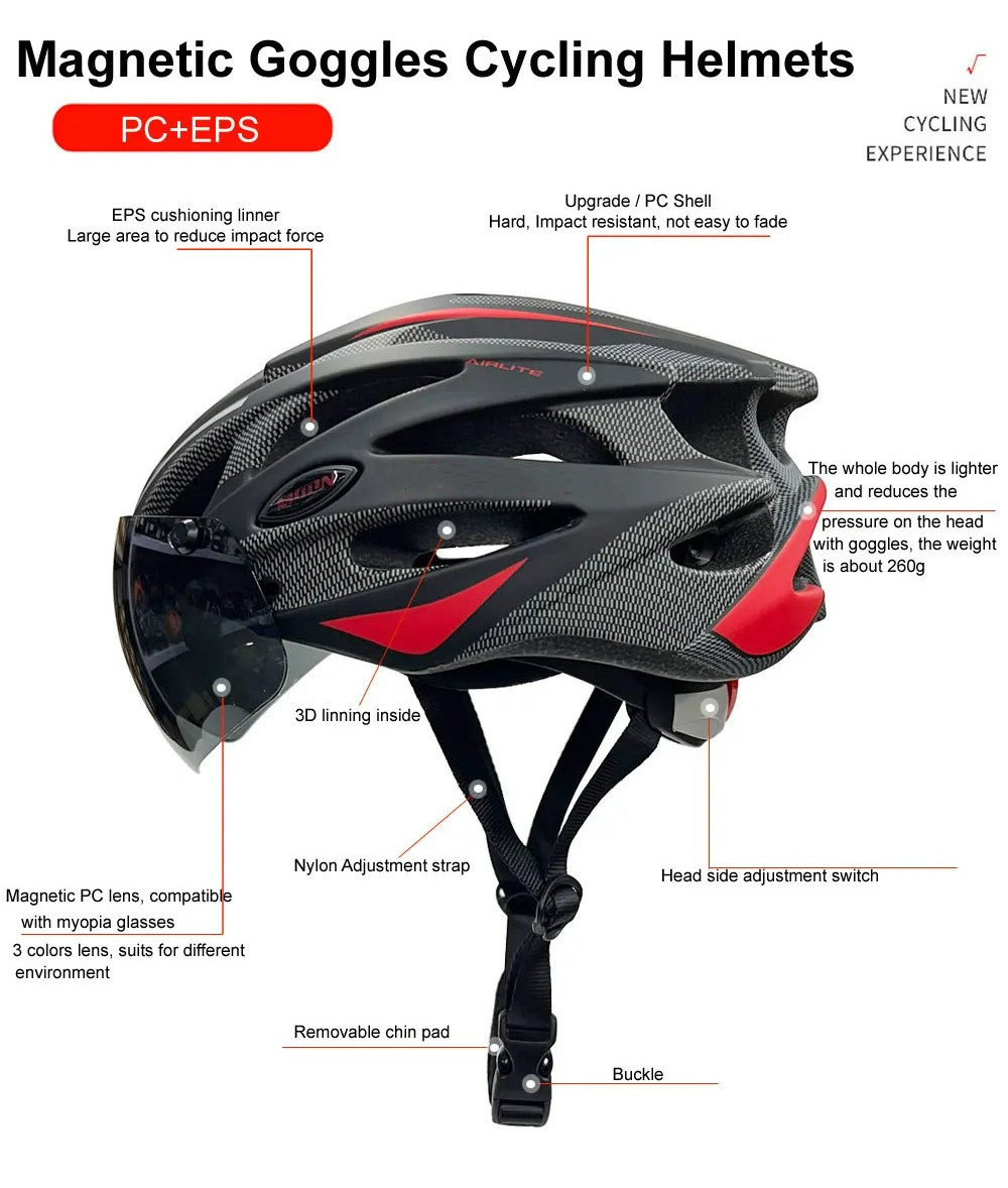 Factory Integrally-Molded Cycling Helmet Racing Ultralight Bicycle Helmet Men Women Motorcycle Bike Helmet with Magnetic Glasses