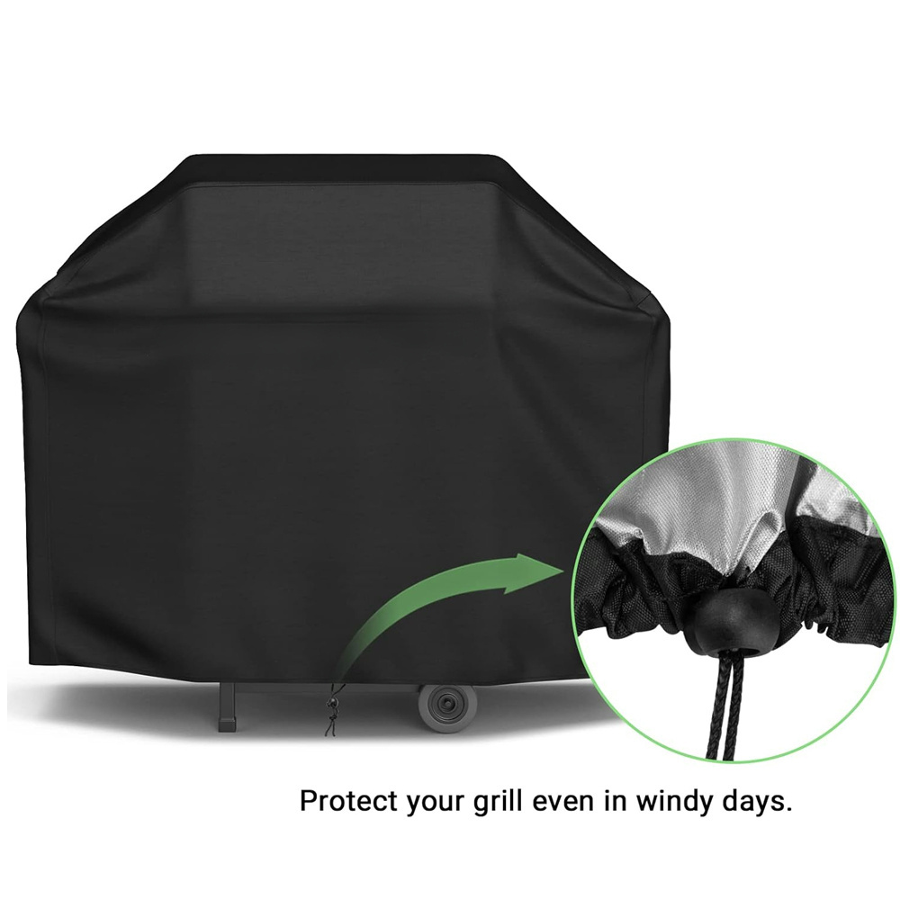 Factory Outdoor Garden BBQ Barbecue Grill Cover UV Protection Waterproof Dust-proof Windproof 8000 PA 210/420D Oxford Black