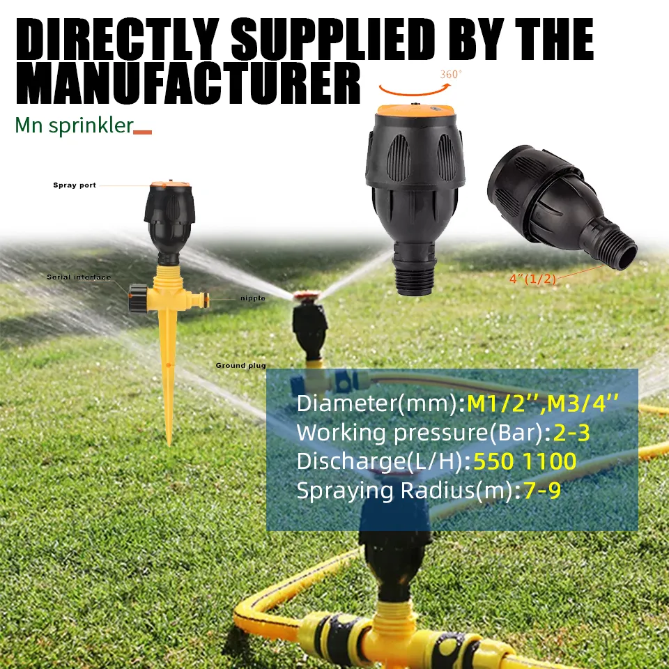 Male thread 360 Degree rotating sprinkler agriculture sprayer for agriculture and garden Irrigation system