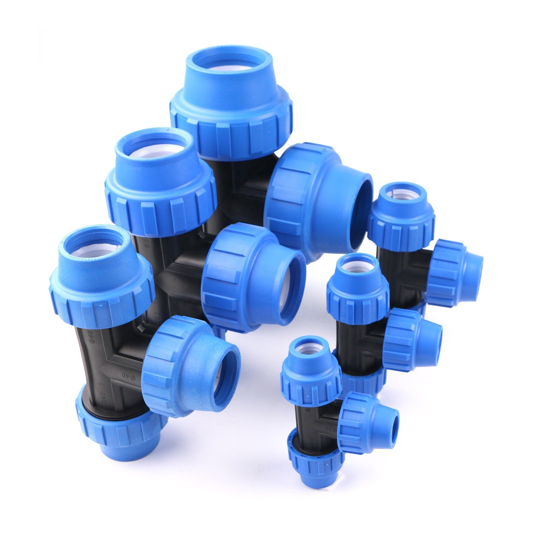 PP Compression Fitting Tee for Drip Irrigation System