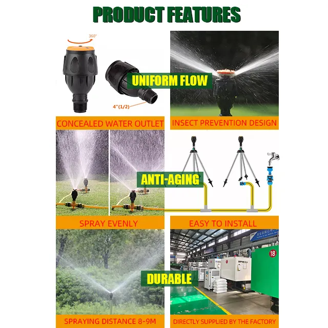 Male thread 360 Degree rotating sprinkler agriculture sprayer for agriculture and garden Irrigation system