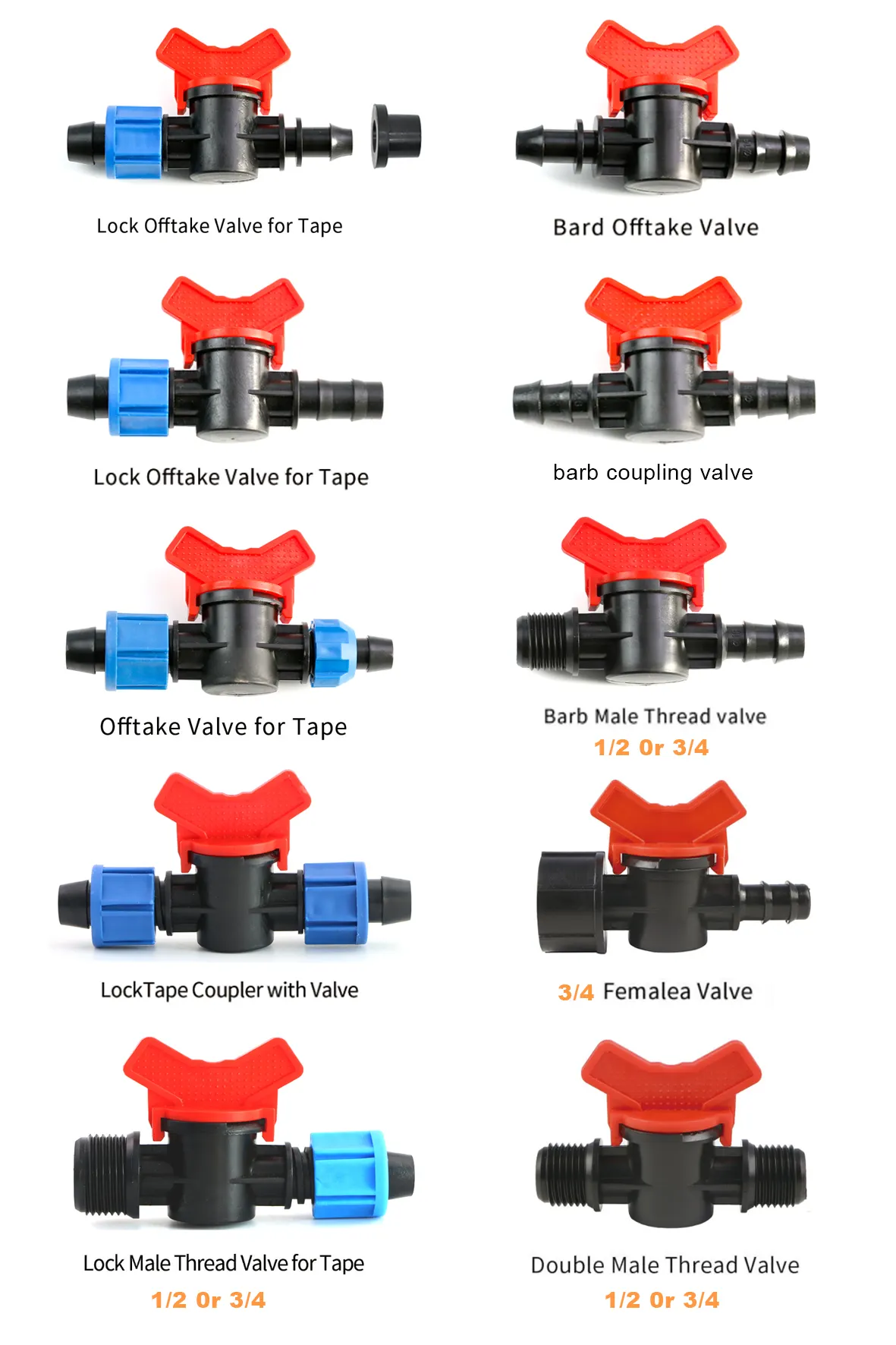 factory Price farm Irrigation System plastic 16mm Drip Irrigation mini Control Valve for drip tape and pe pipe