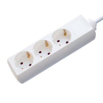 Euro Standard multi 3 way 3 hole plug power extension plastic socket parts power strip with 1.5M cable for extension socket