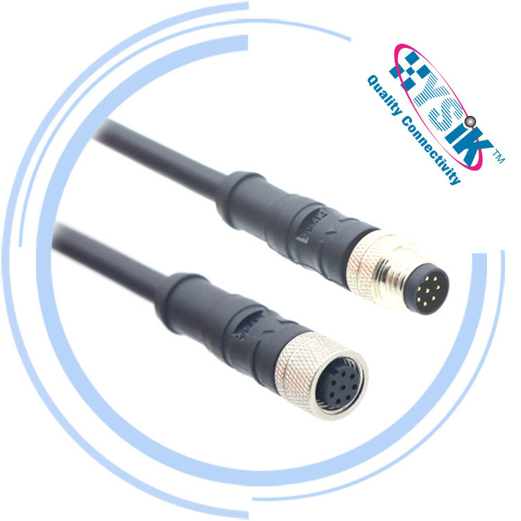 IP67 IP68 waterproof female male M8 3 4 5 6 8 pin poles circular straight / right angle PVC PUR cable connector