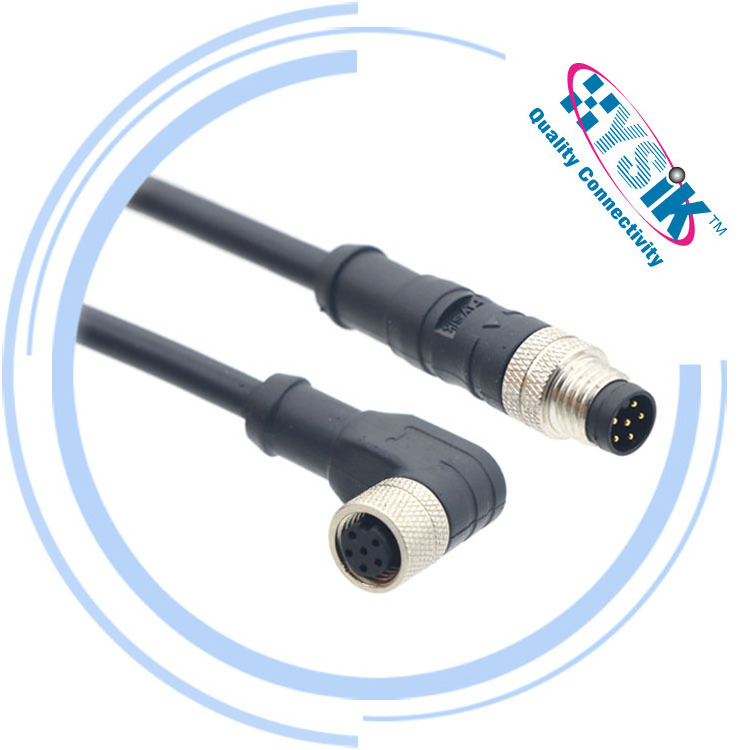 IP67 IP68 waterproof female male M8 3 4 5 6 8 pin poles circular straight / right angle PVC PUR cable connector