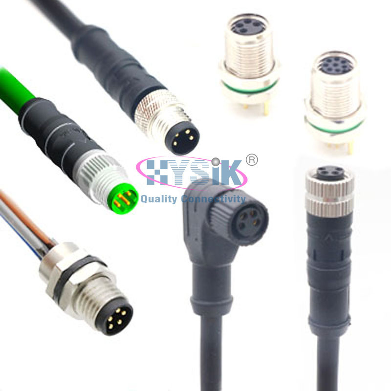 Hysik IP67 Waterproof Female male M5 M8 M12 M16 M23 wiring harness shielded cable connector 3 4 5 6 8 12 14 17 19 24 Pin codset