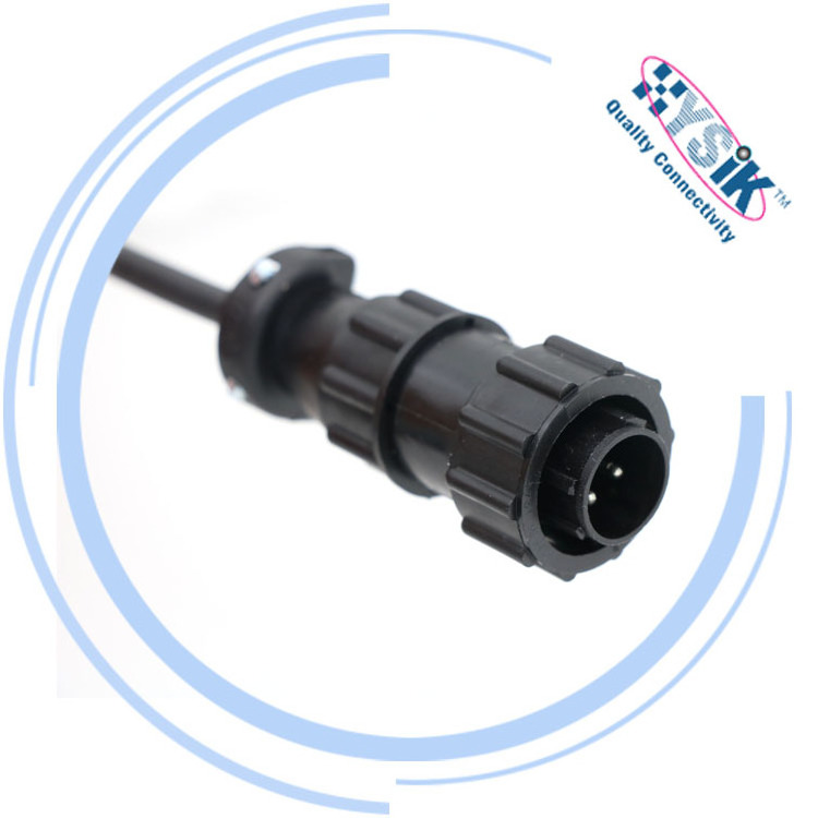 4 Pin Cable Power M12 right angled A-coded female connector to Amphenol plug 206429 and Amphenol base clamp 1-206062-6