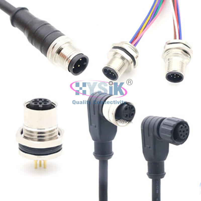 Hysik IP67 Waterproof Female male M5 M8 M12 M16 M23 wiring harness shielded cable connector 3 4 5 6 8 12 14 17 19 24 Pin codset