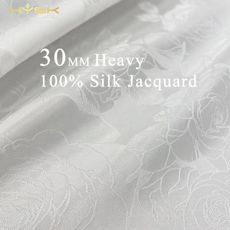 100 pure silk satin jacquard fabric 30mm white black heavy silk chinese brocade in silk fast shipping