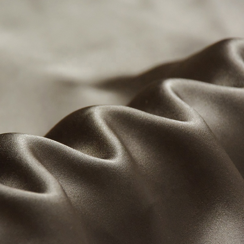 HYSK natural genuine pure 100% silk crepe satin fabric silk China duchess plain brown meter for dress bedding wedding