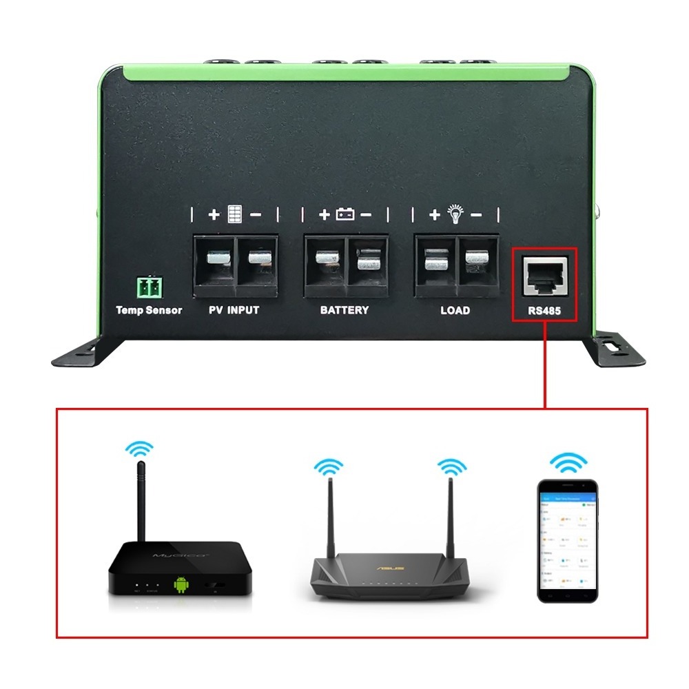 Techfine 60A Mppt Charge Controller Mppt Solar Charge Controller LCD Screen Protection Green 1 YEAR Intelligent Control 98% ML60