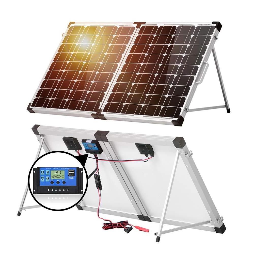 100 Watt 12 Volt Off Grid Monocrystalline Portable Folding Solar Panel Suitcase with Charge Controller