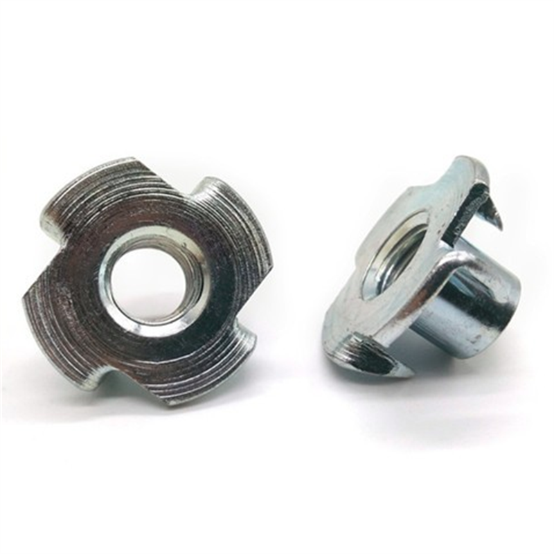 T-Nuts M8 4 Prong Threaded Insert Carbon Steel Zinc Plated for Wood Rock Climbing Wall Holds Plywood Furniture Particle Board