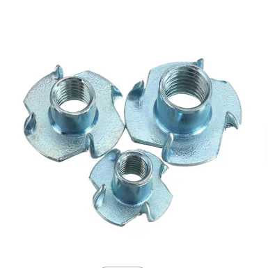 T-Nuts M8 4 Prong Threaded Insert Carbon Steel Zinc Plated for Wood Rock Climbing Wall Holds Plywood Furniture Particle Board