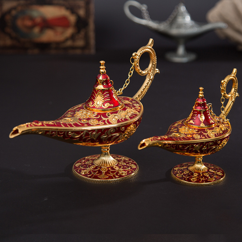 Mid-east Incense Burner Metal Hollow Carving Ramadan Mabkhara arabic Brass Alladdin Genie lamp Metal Crafts Oud Charcoal Burner