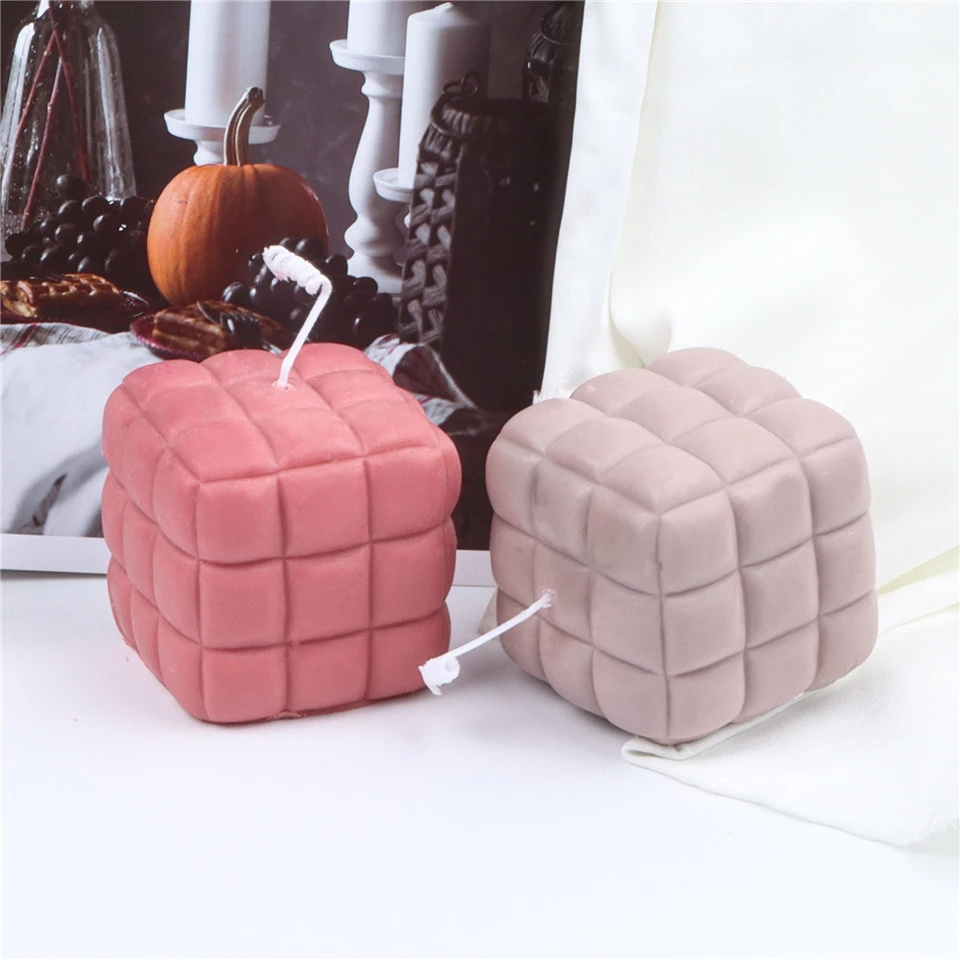 Reuse DIY Cake Mold Aromatherapy Wax Melt Mould Plaster Handmade Wholesale Organic Scented Candle 3D Cube Ice Cream Candle Mold