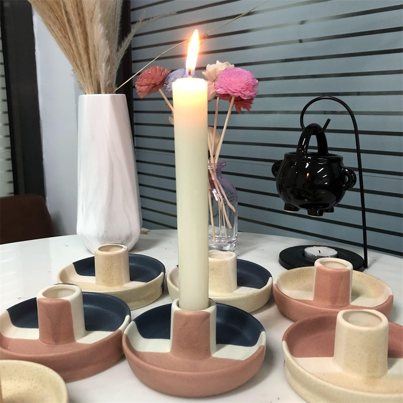 Pink Ceramic Candlestick Candle Stand Candle Holder Taper Candlesticks Holder Wedding Table Centerpieces Candle Holder Tray