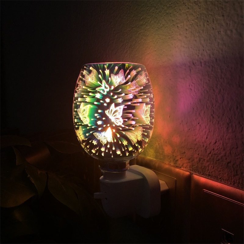 3D Plug-in Glass Electric Wax Melter Warmer Wax Burner Melter Fragrance Warmer for Candles Home Fragrance Butterfly Decorations