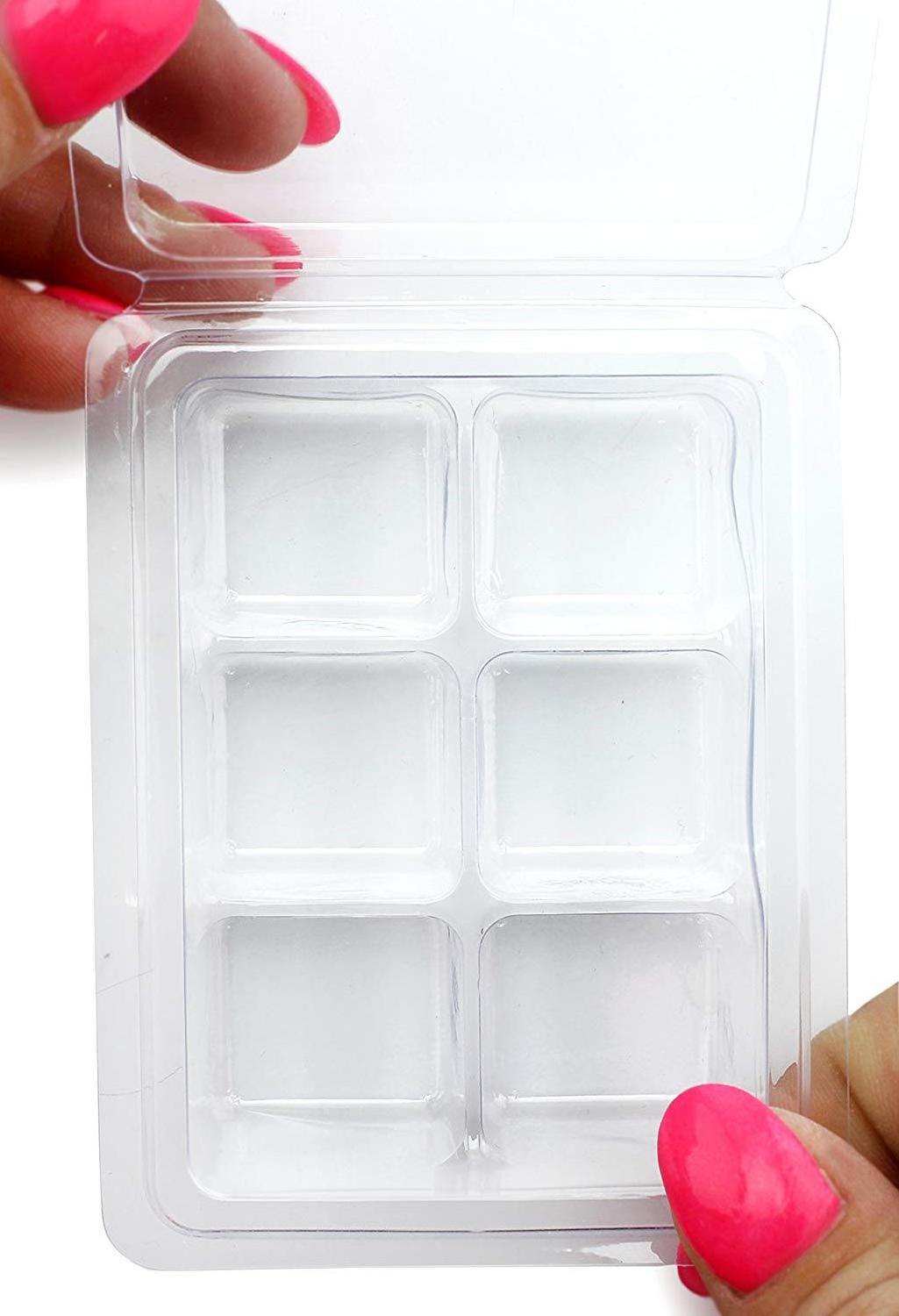 Wax Melt Clamshells Molds Clear Empty Plastic Cube Tray with Silicone Mat 4 Color Dyes for Wickless Wax Tart Cube Tray for Soap