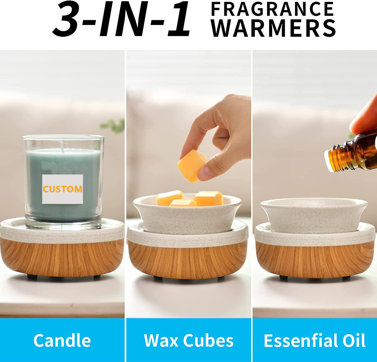 Ceramic Wax Melt Warmer Candle Wax Warmer 3-in-1 Candle Warmer for Scented Wax Burner Electric Candle Melter for Home Melter