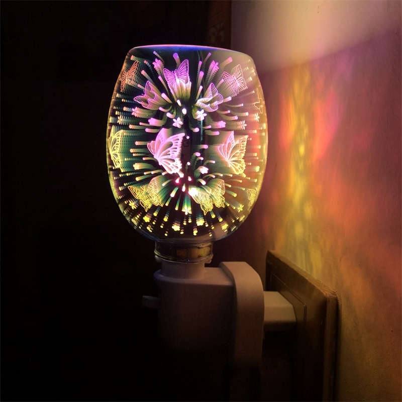 3D Plug-in Glass Electric Wax Melter Warmer Wax Burner Melter Fragrance Warmer for Candles Home Fragrance Butterfly Decorations