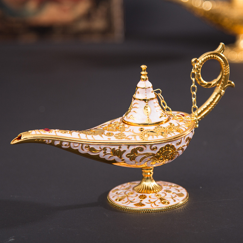 Mid-east Incense Burner Metal Hollow Carving Ramadan Mabkhara arabic Brass Alladdin Genie lamp Metal Crafts Oud Charcoal Burner