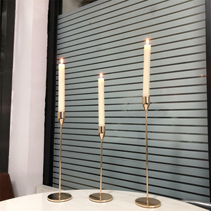 Modern Gold Long Stem Metal Candle Holder Tall Wedding Centerpiece 3Pcs/Set Chinese Style Metal Candle Holders Simple Golden