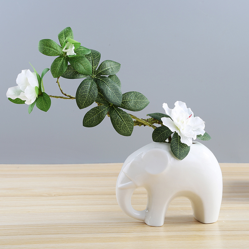 New creative ceramic floral elephant ornaments white porcelain succulent flower pot crafts vase nordic ornaments nordic vases