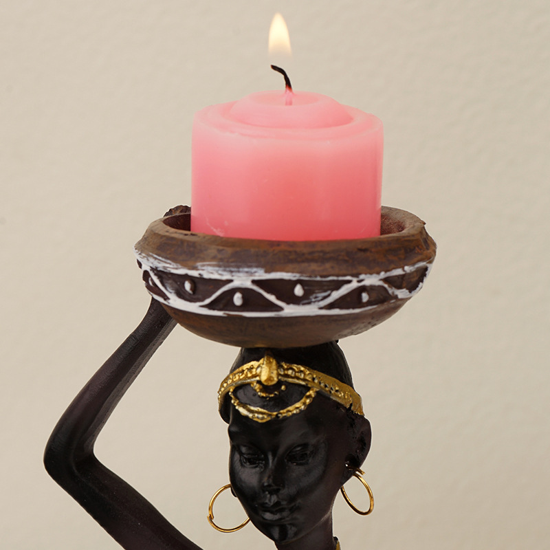 Resin figurine sculpture home decoration living room decoration Candlestick mold table black African candlestick