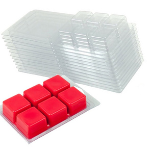 Wax Melt Clamshells Molds Clear Empty Plastic Cube Tray with Silicone Mat 4 Color Dyes for Wickless Wax Tart Cube Tray for Soap