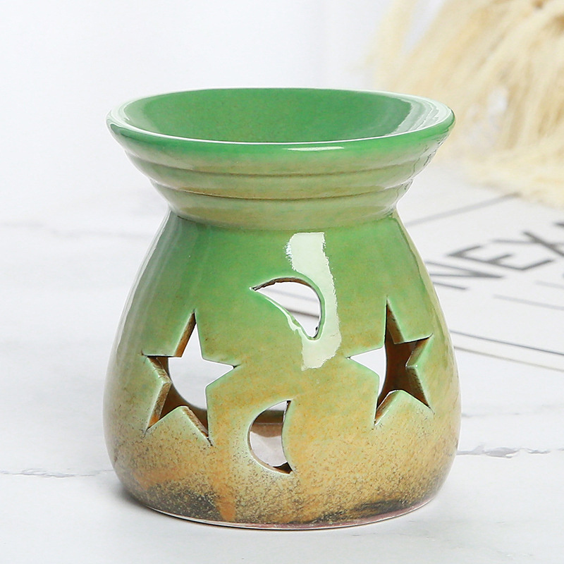 Creative Retro Crack Glaze Ceramic Essential Oil Lamps Aroma Burner for Home Decor Smell Removing Censer Star Candle Warmer Lamp